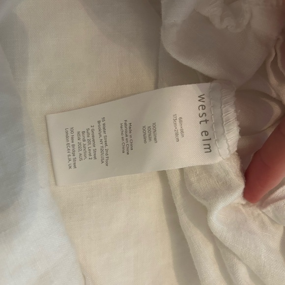 West Elm White Linen Duvet Cover - Picture 2 of 3